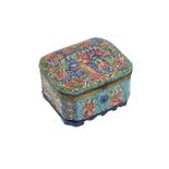 A POLYCHROME-PAINTED ENAMELLED COPPER LIDDED CASKET Qajar Iran, 19th century