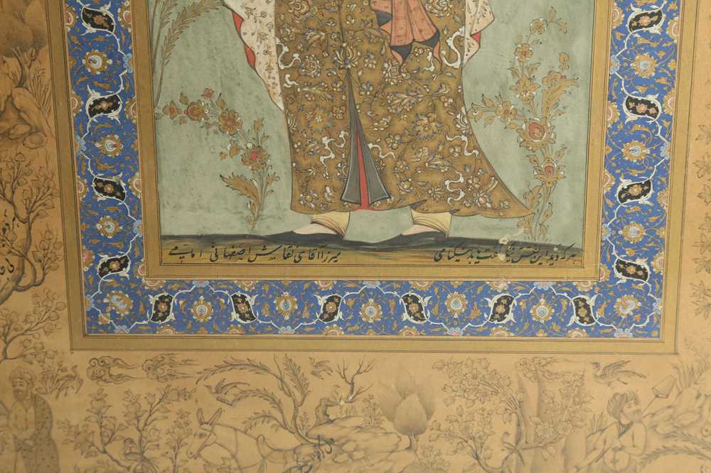 TWO ARCHAISTIC SAFAVID-REVIVAL PORTRAITS Iran, late 19th - mid 20th century - Image 9 of 15