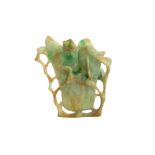 A CARVED JADEITE JADE MINIATURE VASE China, 19th - 20th century