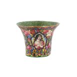 A QAJAR POLYCHROME-PAINTED ENAMELLED GILT COPPER QALYAN CUP Iran, mid to late 19th century