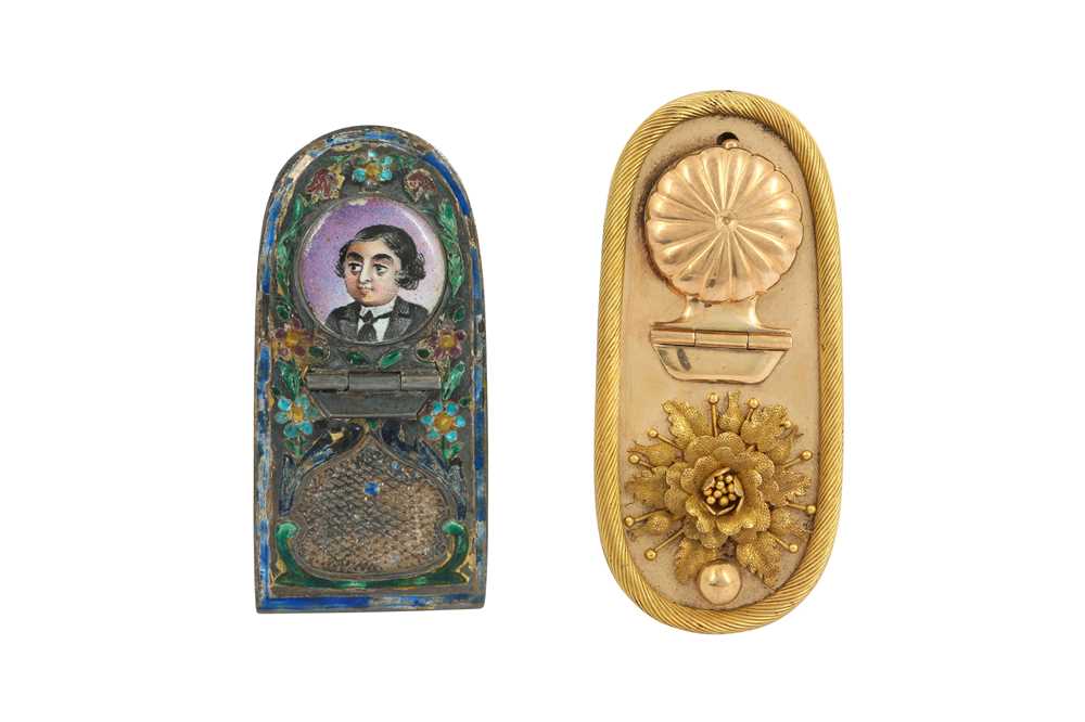 TWO PEN CASE INKWELLS (DAWAT) Qajar Iran and Ottoman Turkey, 19th century