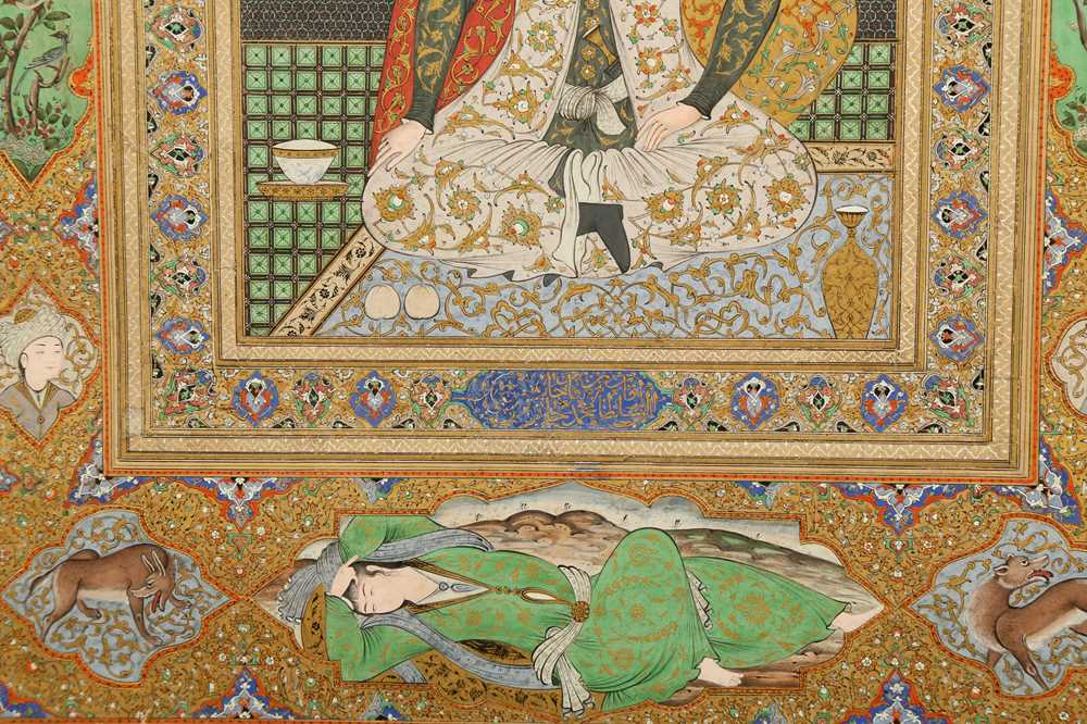 TWO ARCHAISTIC SAFAVID-REVIVAL PORTRAITS Iran, late 19th - mid 20th century - Image 14 of 15