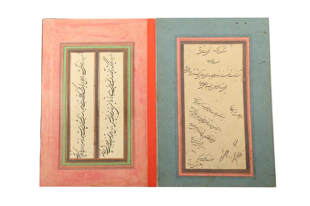 A CONCERTINA MURAQQA' ALBUM OF CALLIGRAPHY AND MINIATURES Iran and India, 19th century - Image 5 of 8