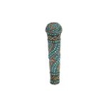 A QAJAR ENAMELLED SILVER CANE HANDLE Iran, 19th century