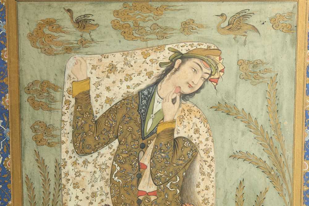 TWO ARCHAISTIC SAFAVID-REVIVAL PORTRAITS Iran, late 19th - mid 20th century - Image 6 of 15