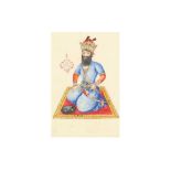 A QAJAR PORTRAIT OF THE MYTHICAL KING KAY KAVUS Qajar Iran, 19th century