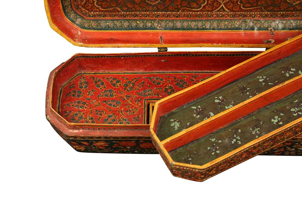 A KASHMIRI LACQUERED PAPIER-MÂCHÉ CALLIGRAPHER'S TOOLS AND PEN CASE Kashmir, Northern India, mid to - Image 8 of 9