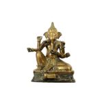 A DEVOTIONAL BRASS SCULPTURE OF THE HINDU GOD, LORD GANESHA Possibly India or Thailand, South East A