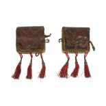 TWO OTTOMAN TOOLED LEATHER CARTRIDGE CASES WITH TASSELS Ottoman Turkey or Provinces, 18th century
