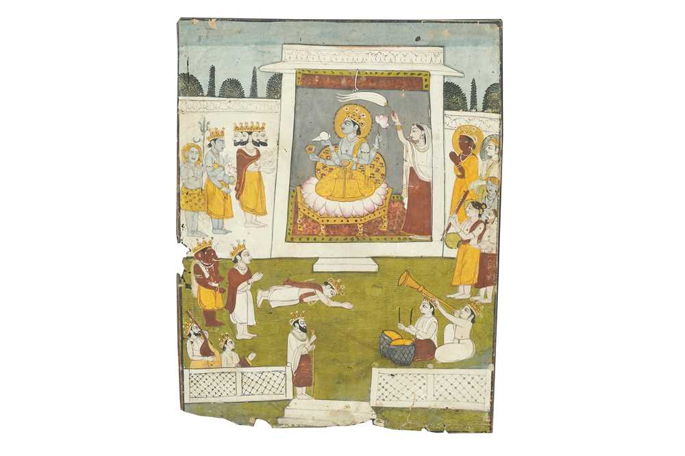 PAYING RESPECT TO VISHNU, THE HINDU GOD OF PRESERVATION Possibly Bundi, Rajasthan, North-Western In