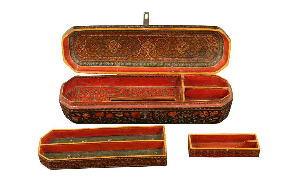 A KASHMIRI LACQUERED PAPIER-MÂCHÉ CALLIGRAPHER'S TOOLS AND PEN CASE Kashmir, Northern India, mid to - Image 9 of 9