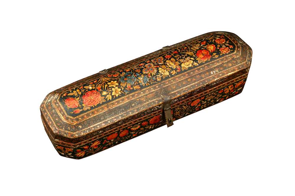 A KASHMIRI LACQUERED PAPIER-MÂCHÉ CALLIGRAPHER'S TOOLS AND PEN CASE Kashmir, Northern India, mid to