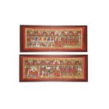 TWO MONUMENTAL STORY-TELLING CEREMONIAL WALL HANGINGS Possibly Udaipur (Mewar), Rajasthan, North-Wes