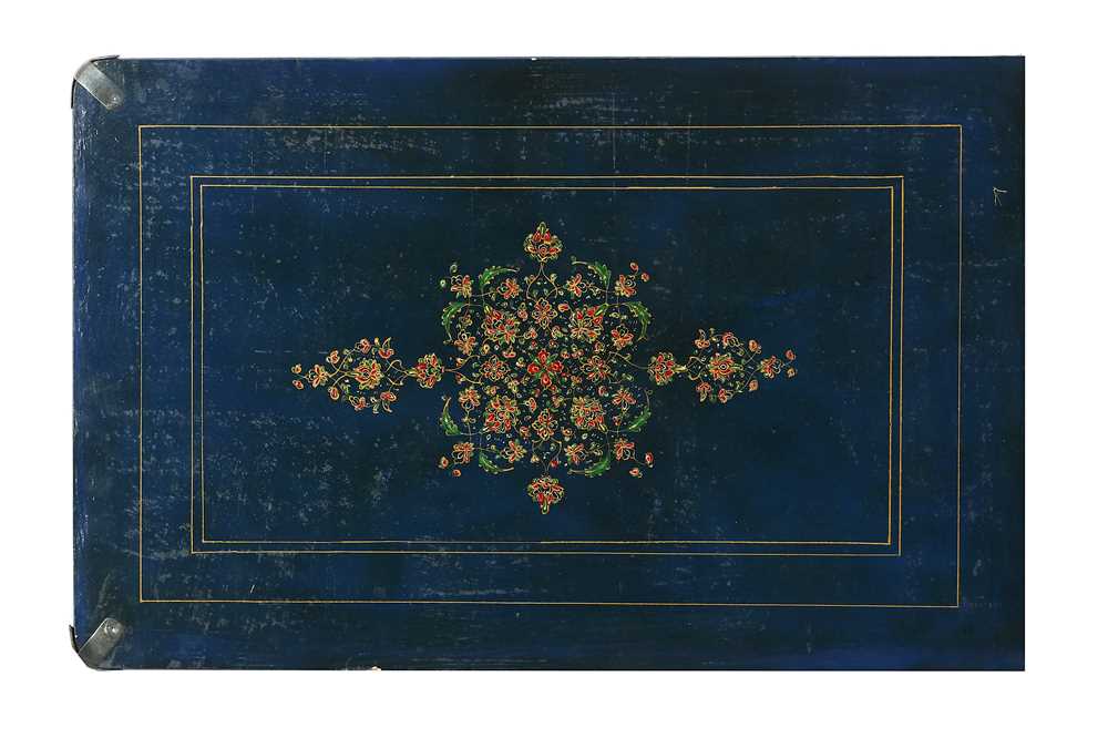 A POLYCHROME-PAINTED, LACQUERED AND ENAMELLED ALBUM COVER WITH KHATAMKARI Possibly Isfahan, Iran, la - Image 12 of 12