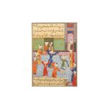 AN ILLUSTRATED MANUSCRIPT FOLIO: A SCENE OF SAMA’ (SUFIC RAPTUROUS MEDITATIVE DANCE) Safavid Iran, 1