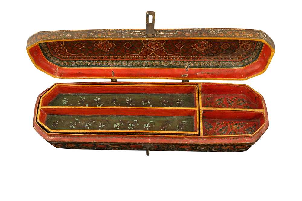 A KASHMIRI LACQUERED PAPIER-MÂCHÉ CALLIGRAPHER'S TOOLS AND PEN CASE Kashmir, Northern India, mid to - Image 6 of 9