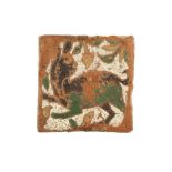 A CUERDA SECA POTTERY FLOOR TILE WITH A HARE Toledo, Nasrid Spain, 15th century