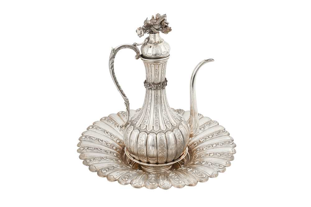 A TURKISH SILVER EWER AND BASIN Turkey, 20th century