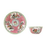 A CHINESE FAMILLE ROSE TEA BOWL AND SAUCER.