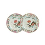 A PAIR OF LARGE CHINESE FAMILLE ROSE 'FLOWERS' CHARGERS.