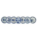 SEVEN CHINESE BLUE AND WHITE DISHES.