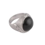 A BLACK STONE AND DIAMOND RING