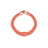 A CORAL BEAD NECKLACE