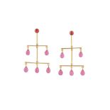 A PAIR OF PINK TOURMALINE PENDANT EARRINGS