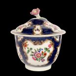 A Worcester blue scale ground sugar bowl and cover, circa 1770,
