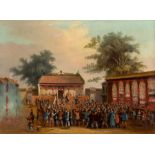 19th Century Chinese School/A Gathering/a figure lighting fireworks,