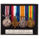 A WWI M.M. group to Private J.E. Meachin, Gloucestershire Regiment:/Military Medal, G.V.R.