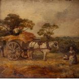 19th Century English School/The Harvest/oil on board,