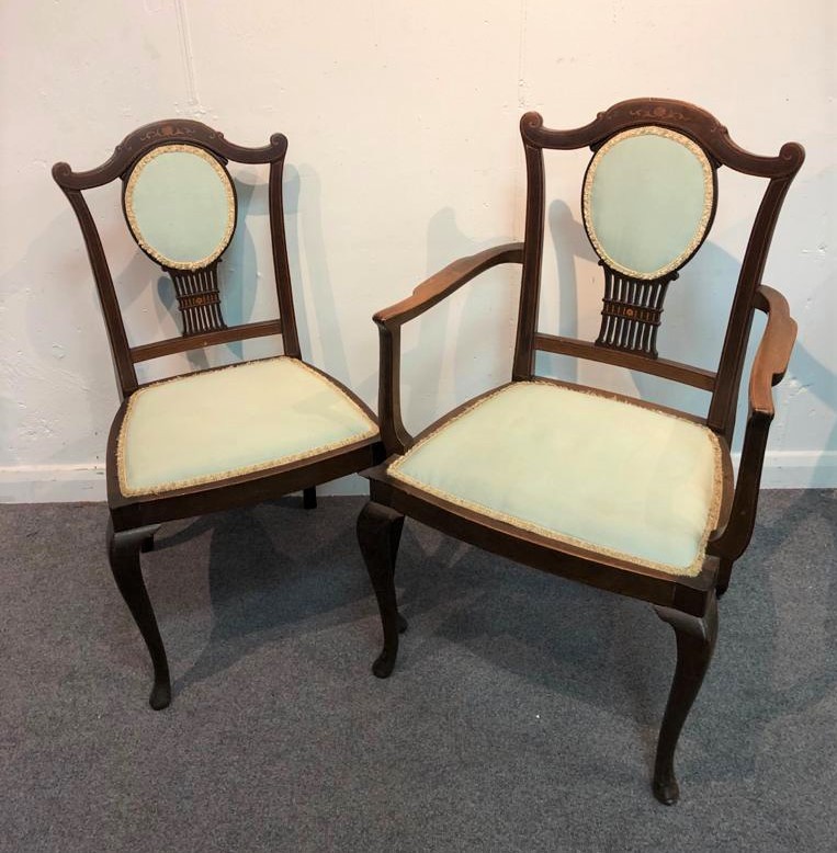 Two Edwardian mahogany chairs