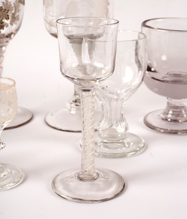 An opaque twist stem wine glass, - Image 2 of 2