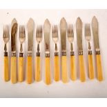 A set of six silver fish knives and forks, Mappin & Webb, Sheffield 1906,