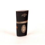 A George III miniature tortoiseshell scent bottle holder,