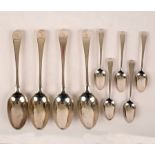 Four George III silver old English pattern tablespoons, WJ, London 1770, crested,