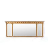 A Regency gilded overmantel mirror with ball studded frieze,