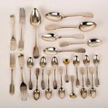 A quantity of silver fiddle pattern flatware, various dates and makers,