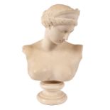 19th Century Italian School/A Goddess wearing a Diadem/marble bust on a socle base,