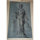 After Van Dalen/Virgo Vestalis/inscribed/charcoal on blue paper,