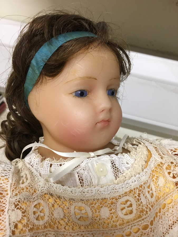 A Victorian wax doll with glass eyes, - Image 8 of 13
