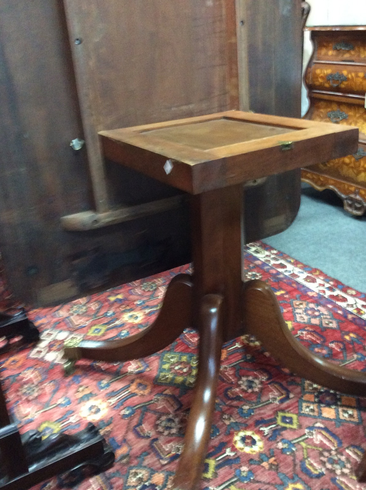 A Regency mahogany rectangular table on an octagonal tapered column and quadruple support, - Image 7 of 7