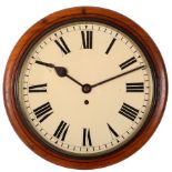 A 19th Century walnut eight-day kitchen dial, the white dial with Roman numerals, 12in diameter,