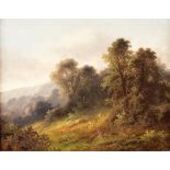English School, circa 1900/Landscape with Hills in the Distance/initialled/oil on canvas,
