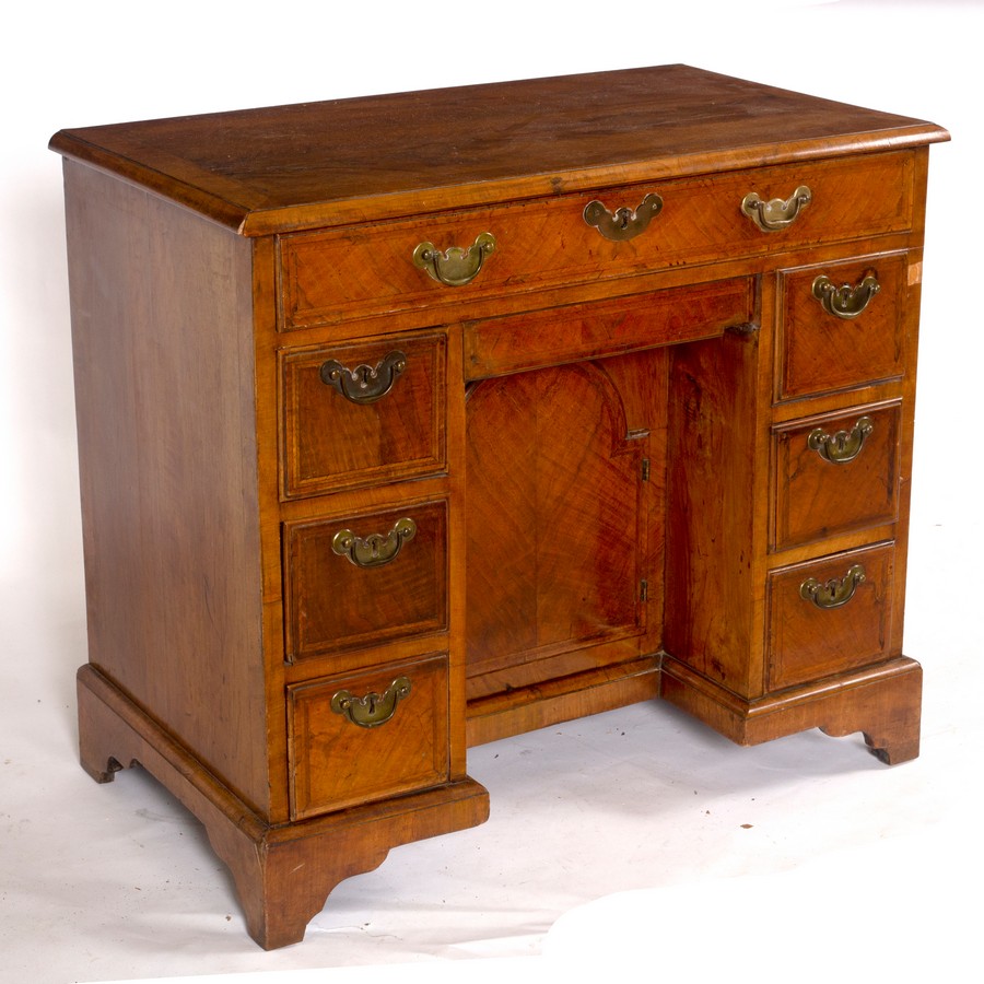 A George I style walnut veneer kneehole writing desk, circa 1720, - Image 2 of 6