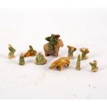 A small collection of Chinese biscuit fired toy animals,