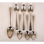 Four George III old English pattern silver dessert spoons, William Sumner, London 1795,