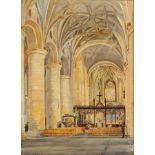 Arthur Bell/Tewkesbury Abbey Interior/signed and dated '78/watercolour, 34.