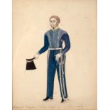 Company School/Portrait of a Man in the Uniform of the East India Company/indistinctly